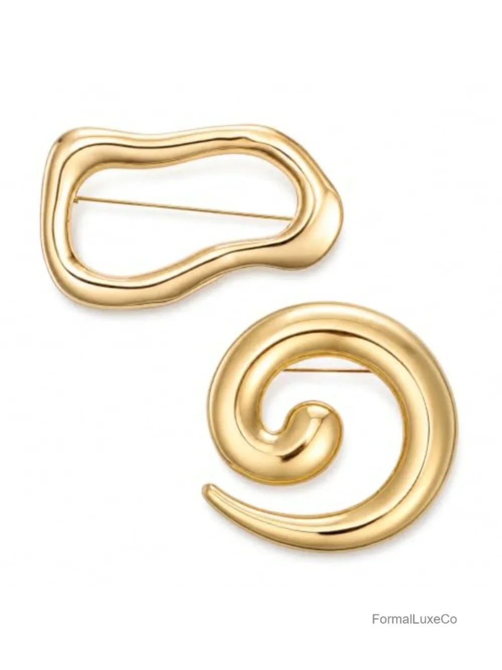 2PC Geometric Brooch Set Gold Brooches for Women Men Coat Scarf Dress Party
